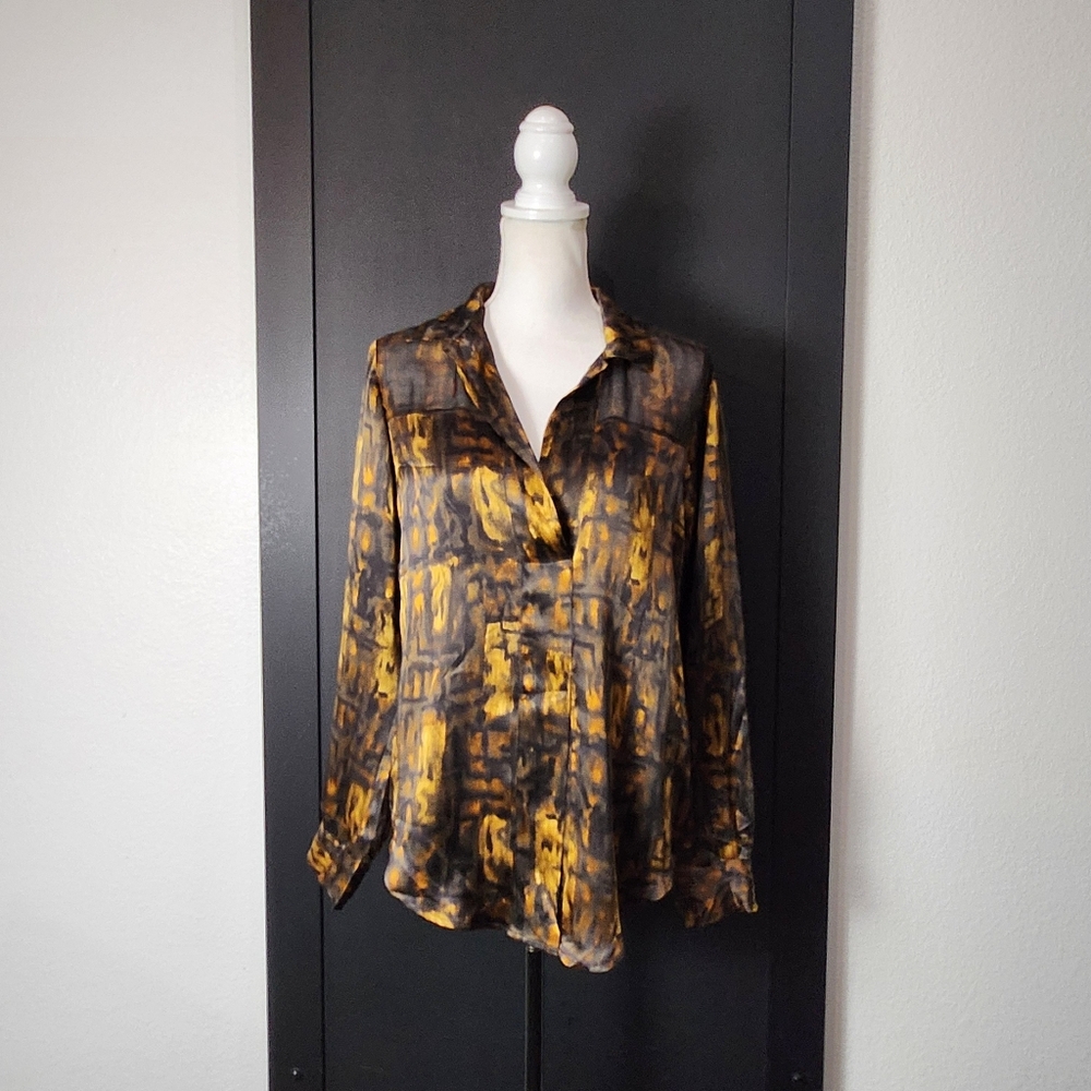 Burning Torch Silk Blouse Size Small